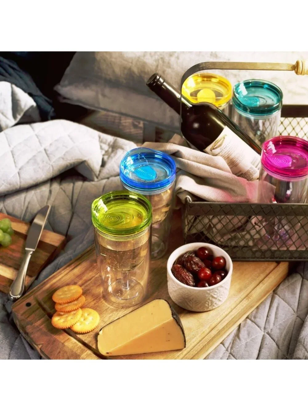 Insulated Wine Tumblers with Drink-Through Lid - 10 oz, Set of 8, Perfect for